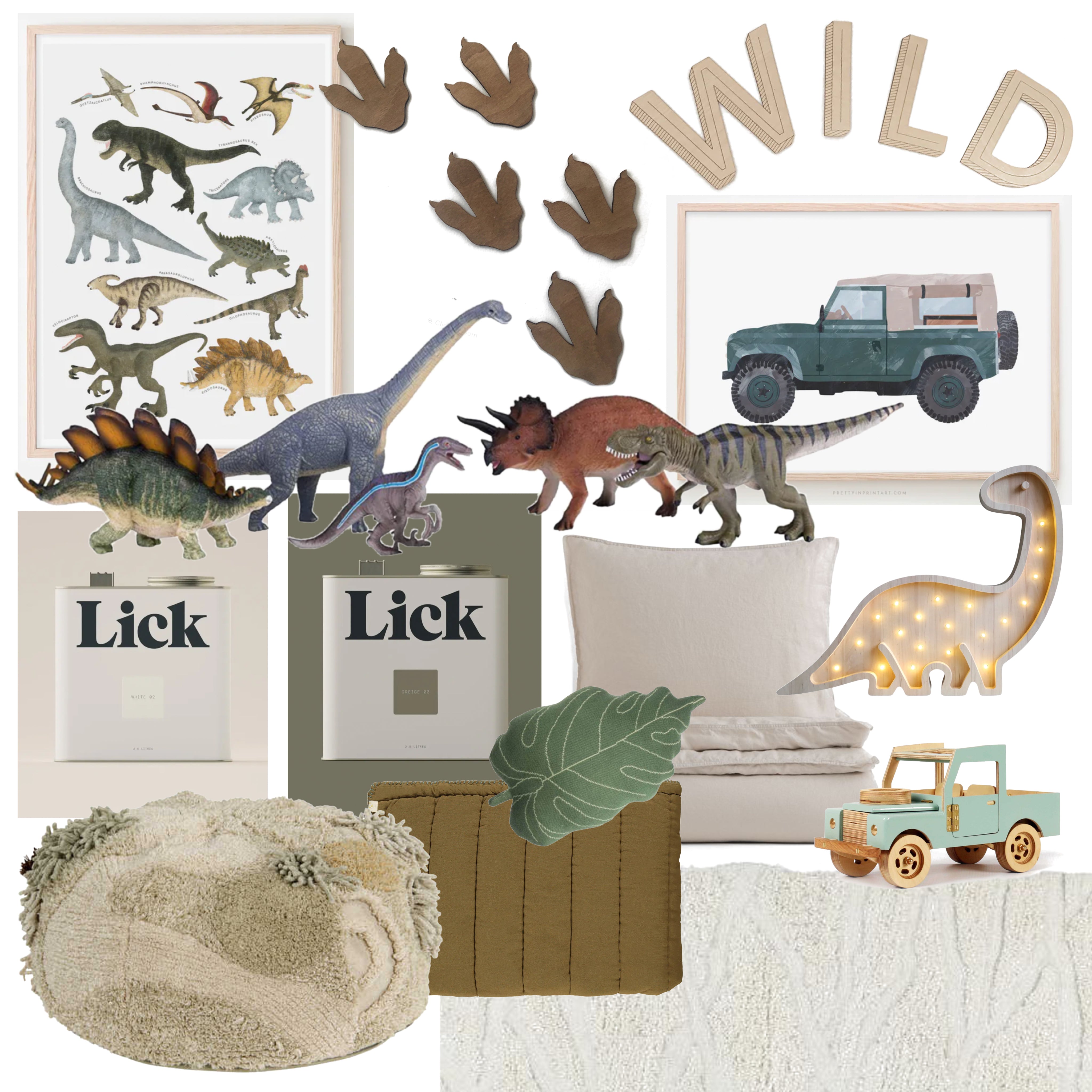 Dino Room Mood Board - Kids Bedroom