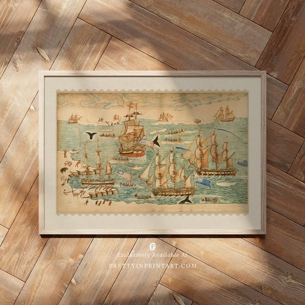 Vintage Ships at Sea Art |  Framed Print