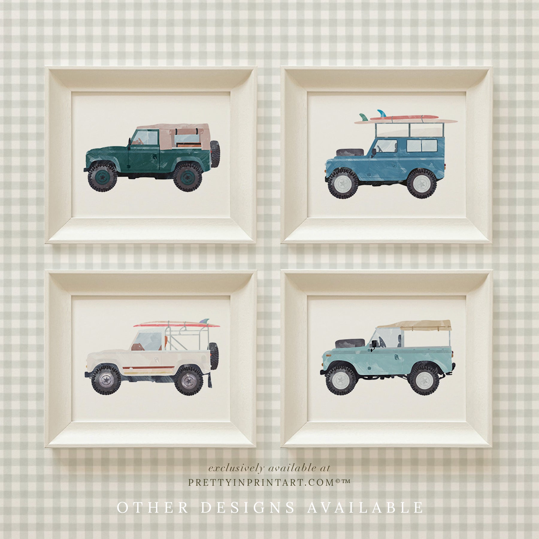 Land Rover Defender Art, Green |  Framed (Hollyhock Little Greene 00304)