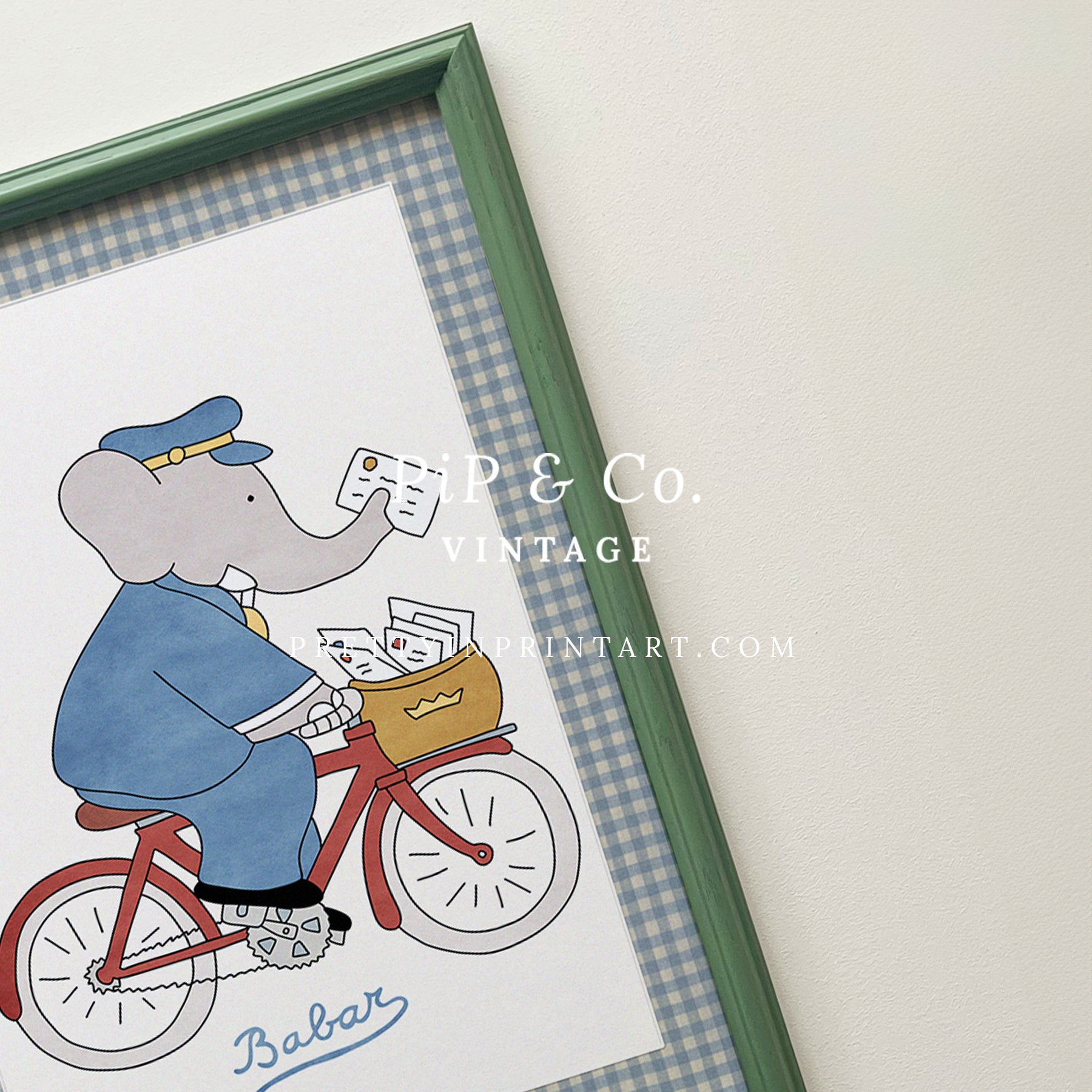 Babar der Postbote | Gerahmt (Calke Green Farrow &amp; Ball 00303)