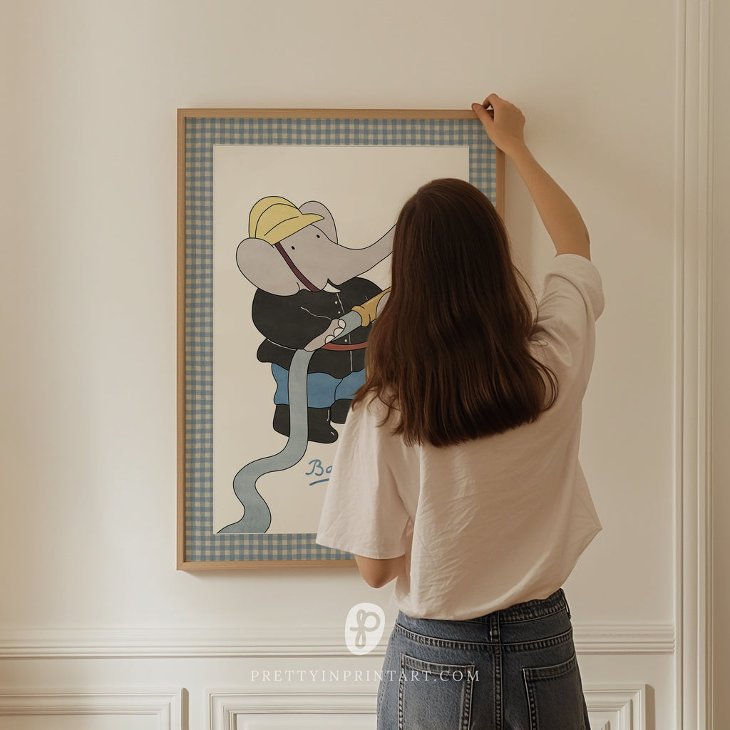 Babar Nursery Art - Fireman |  Unframed