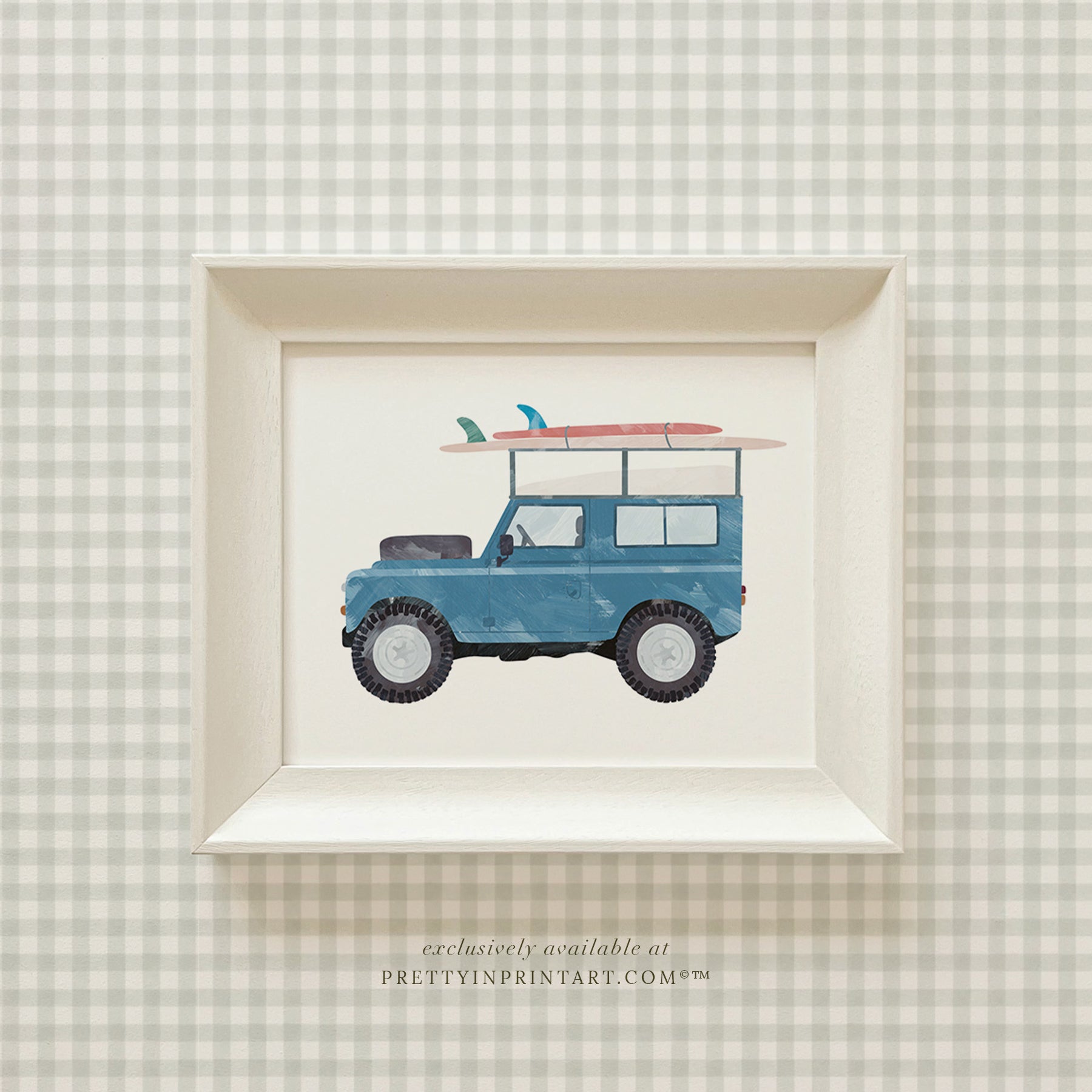 Land Rover Defender Art, Surf | Gerahmt (Hollyhock Little Greene 00304)