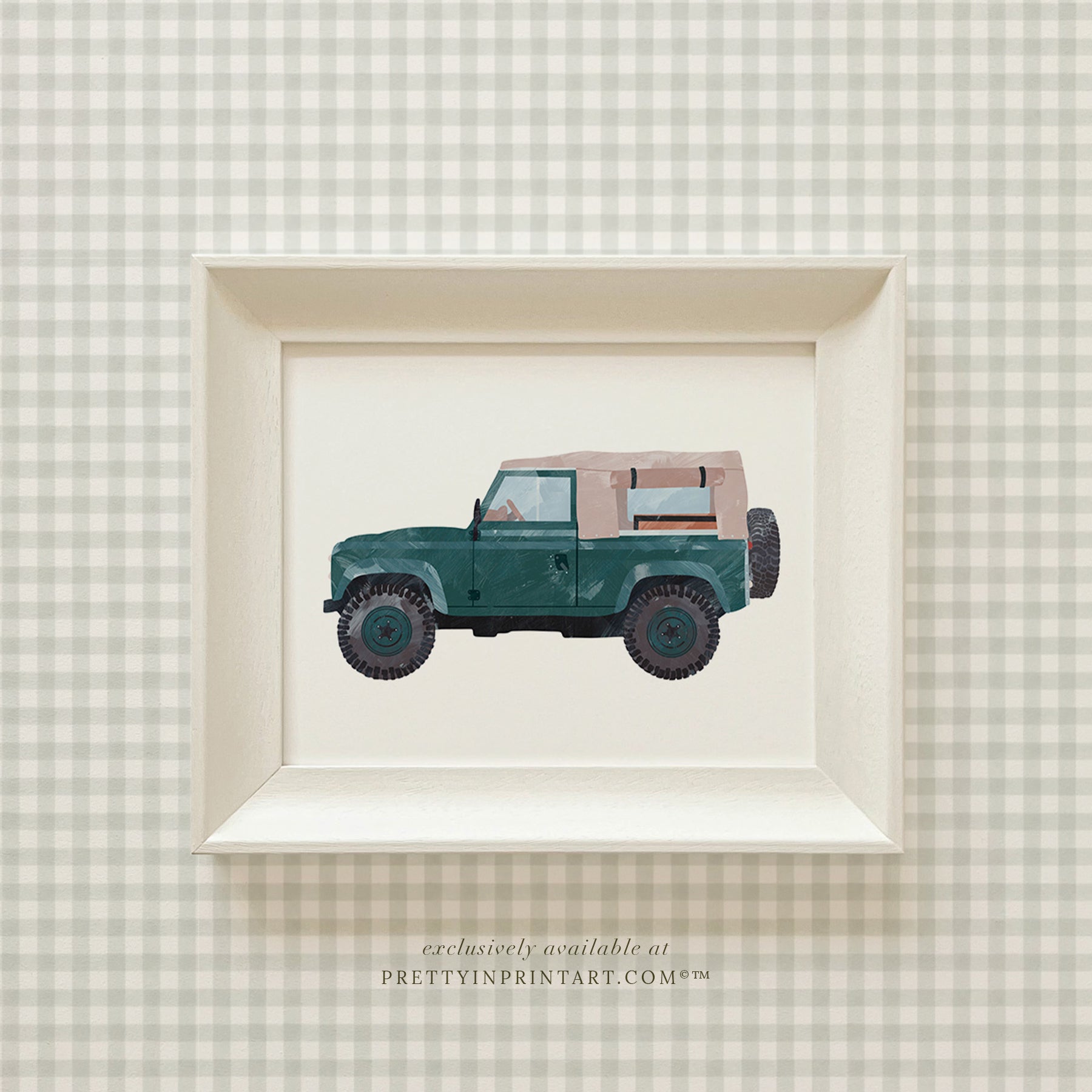 Land Rover Defender Art, Grün | Gerahmt (Hollyhock Little Greene 00304)