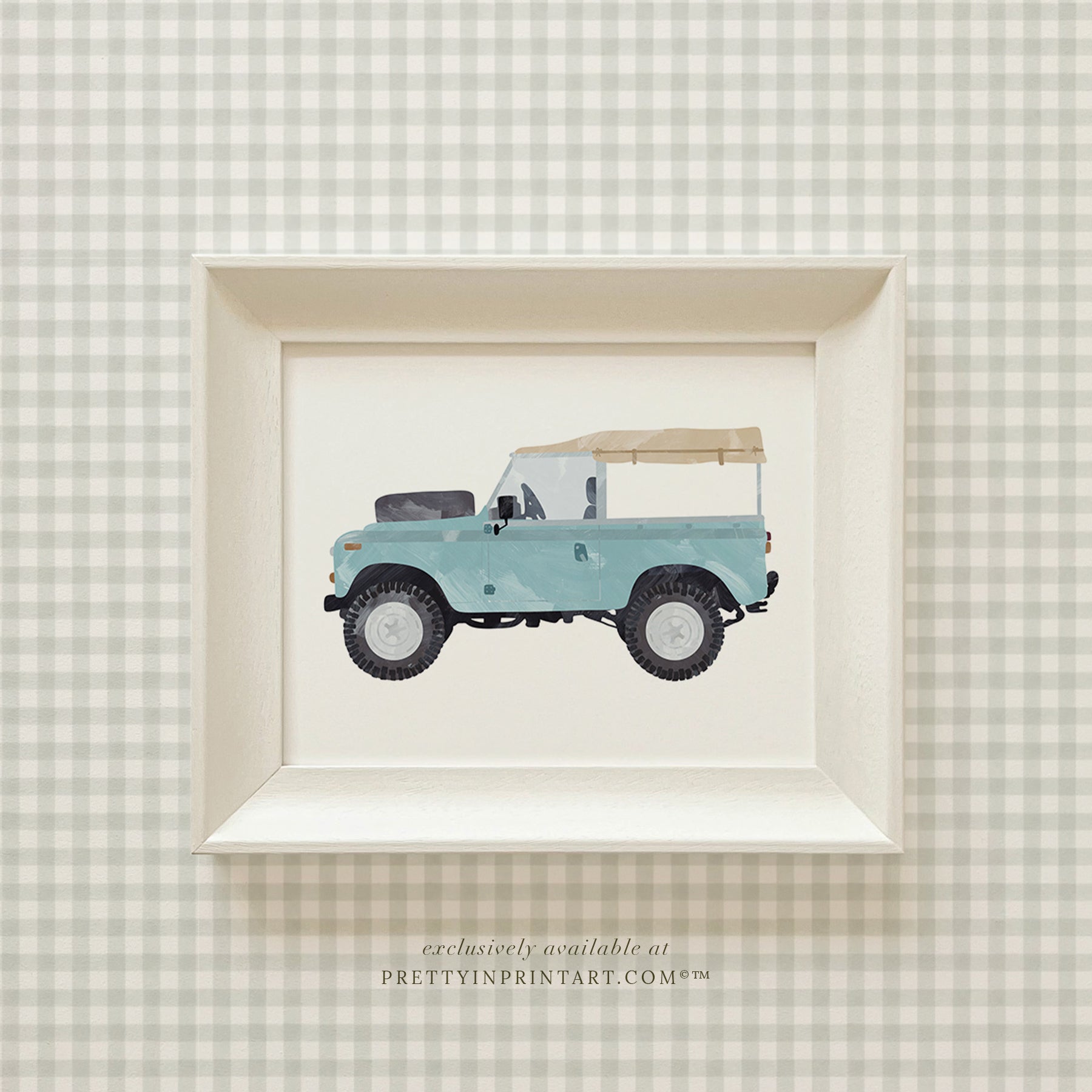 Land Rover Defender Art, Safari | Gerahmt (Hollyhock Little Greene 00304)