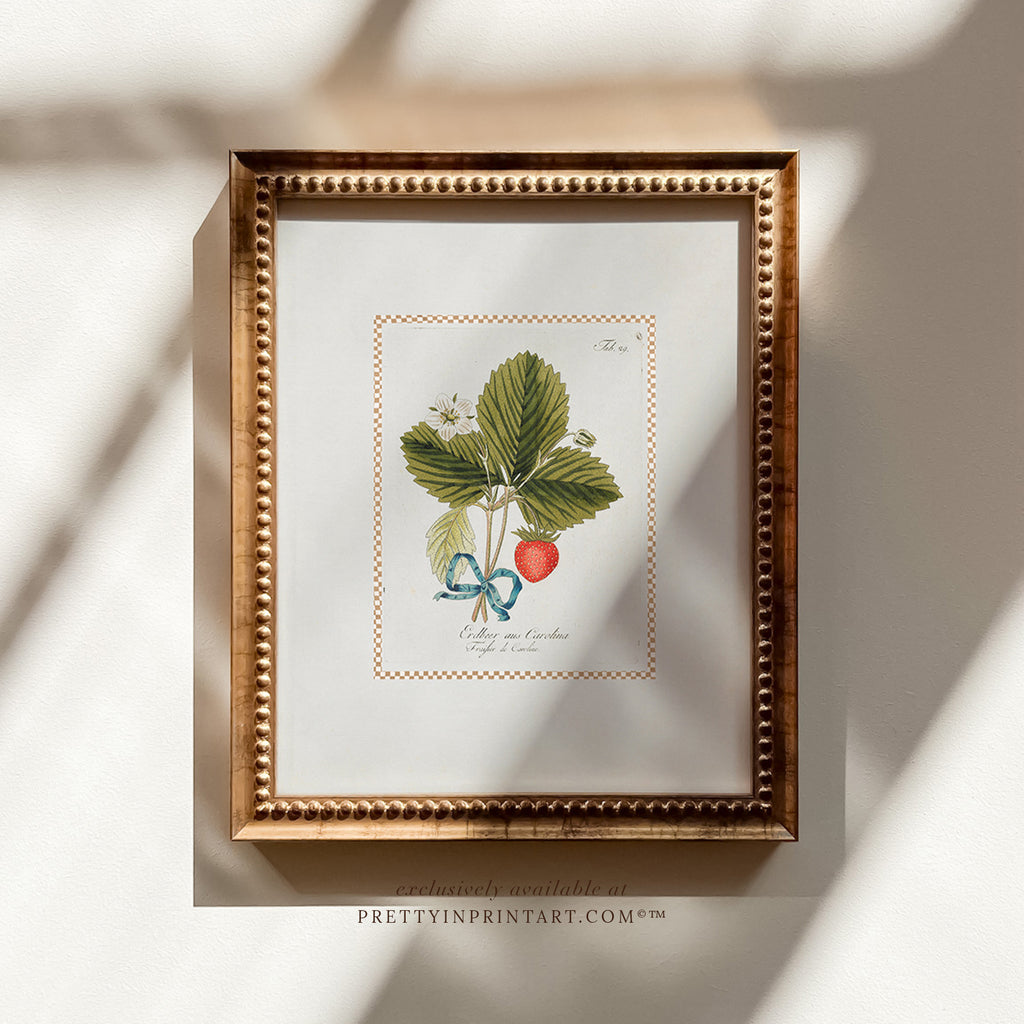 Vintage Art Print; Strawberry Plant 001 | Framed (GOLD-0160)