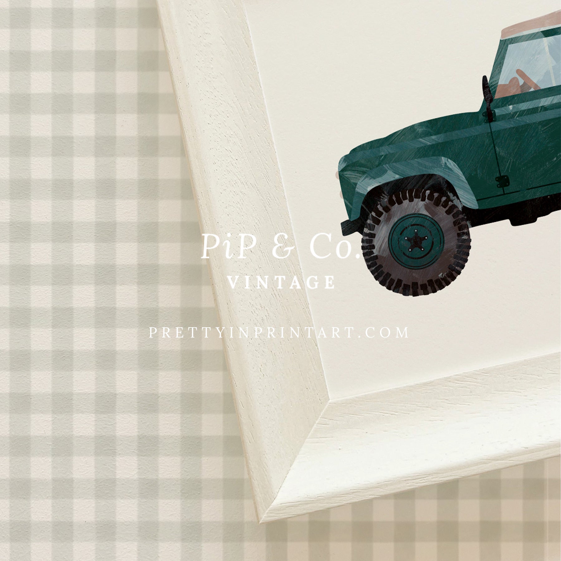 Land Rover Defender Art, Grün | Gerahmt (Hollyhock Little Greene 00304)