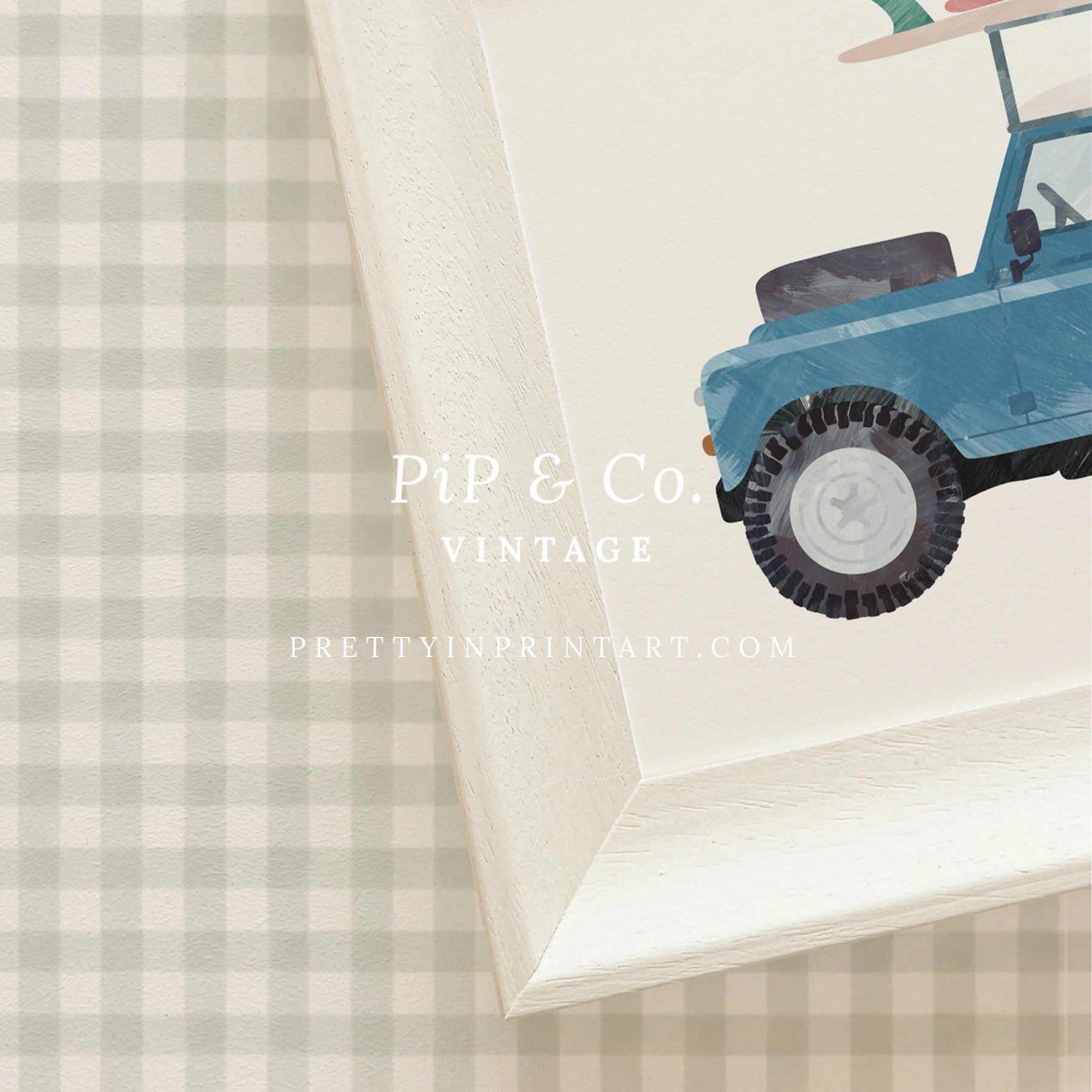 Land Rover Defender Art, Surf |  Framed (Hollyhock Little Greene 00304)