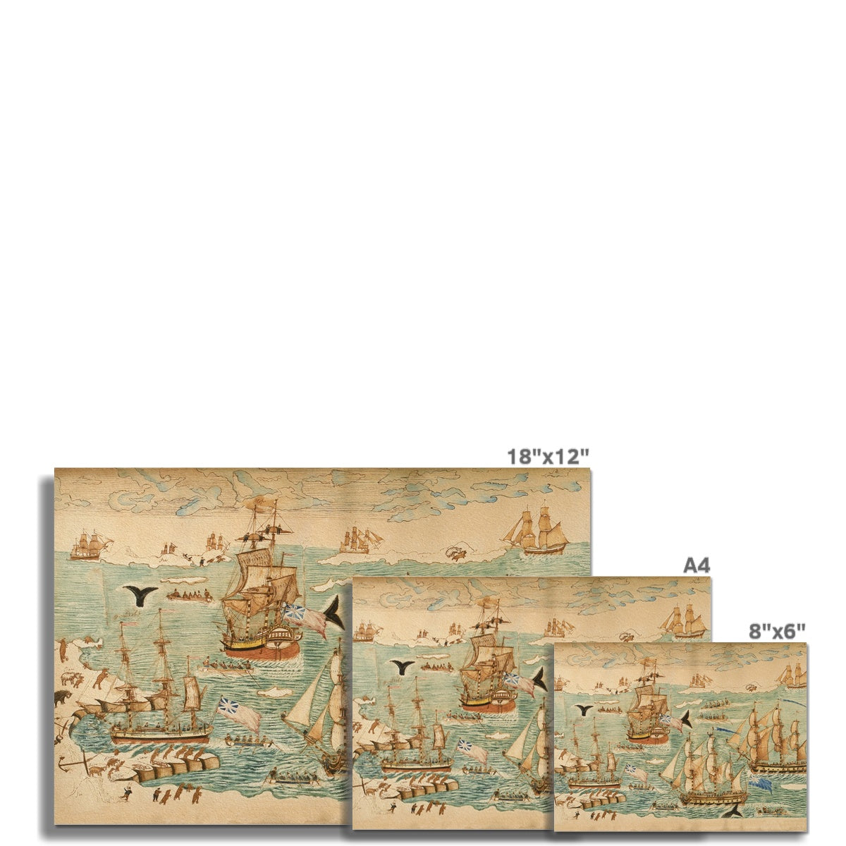 Vintage Ships at Sea Art |  Unframed