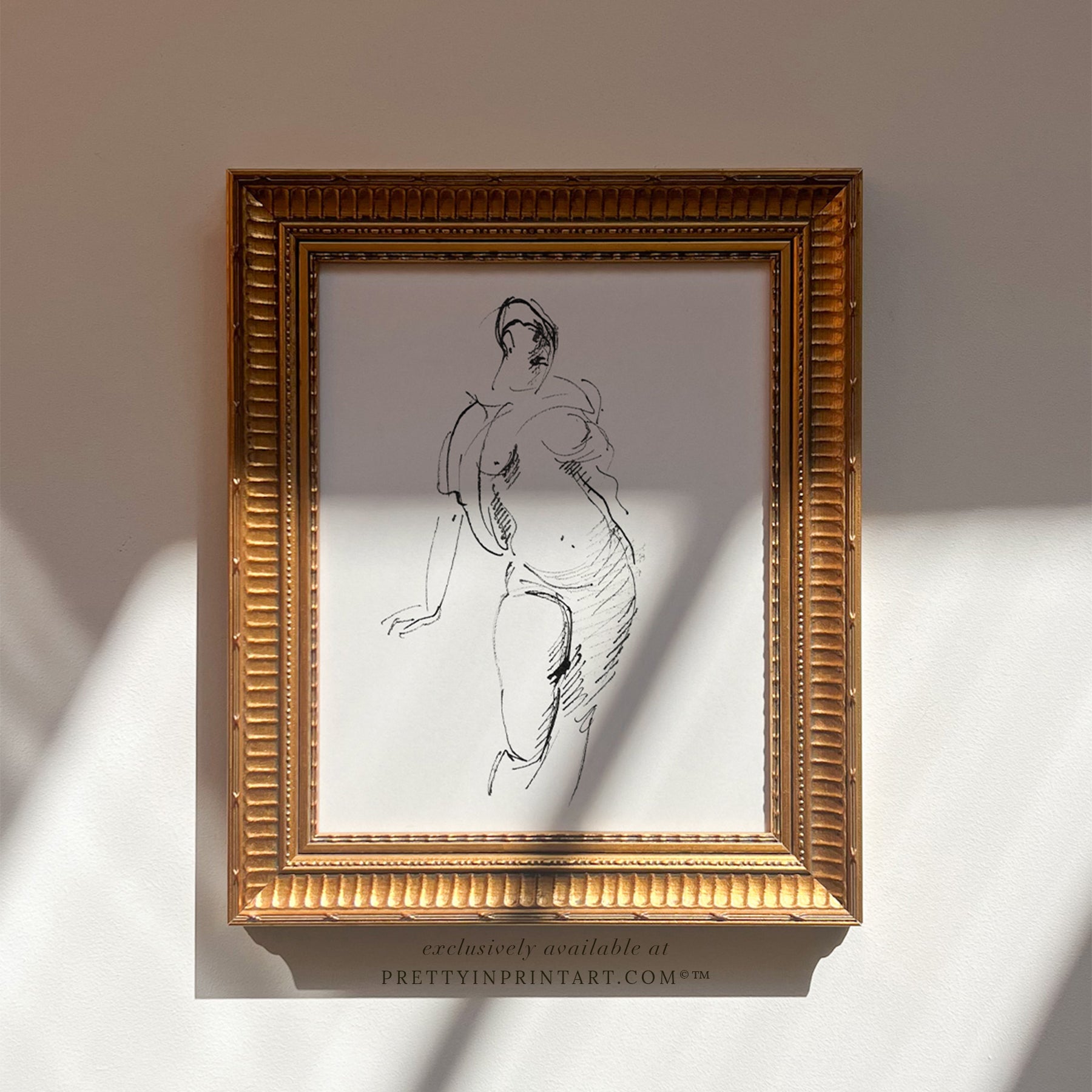 Framed Nude Sketch Art (00528 + GLD-RIB-68224)