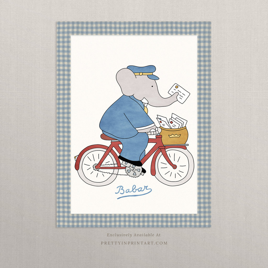 Babar Nursery Art - Postman |  Unframed