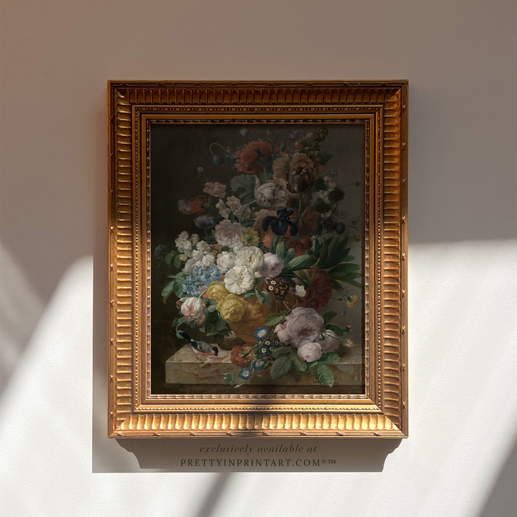 Framed Flower Art (00507 + GLD-RIB-68224)