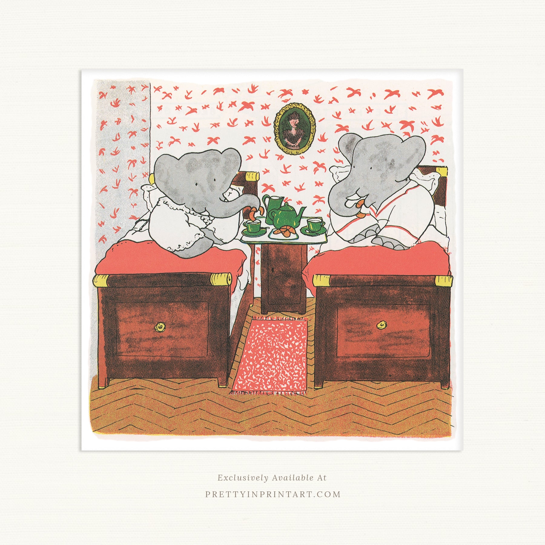 Babar im Bett | Ungerahmt