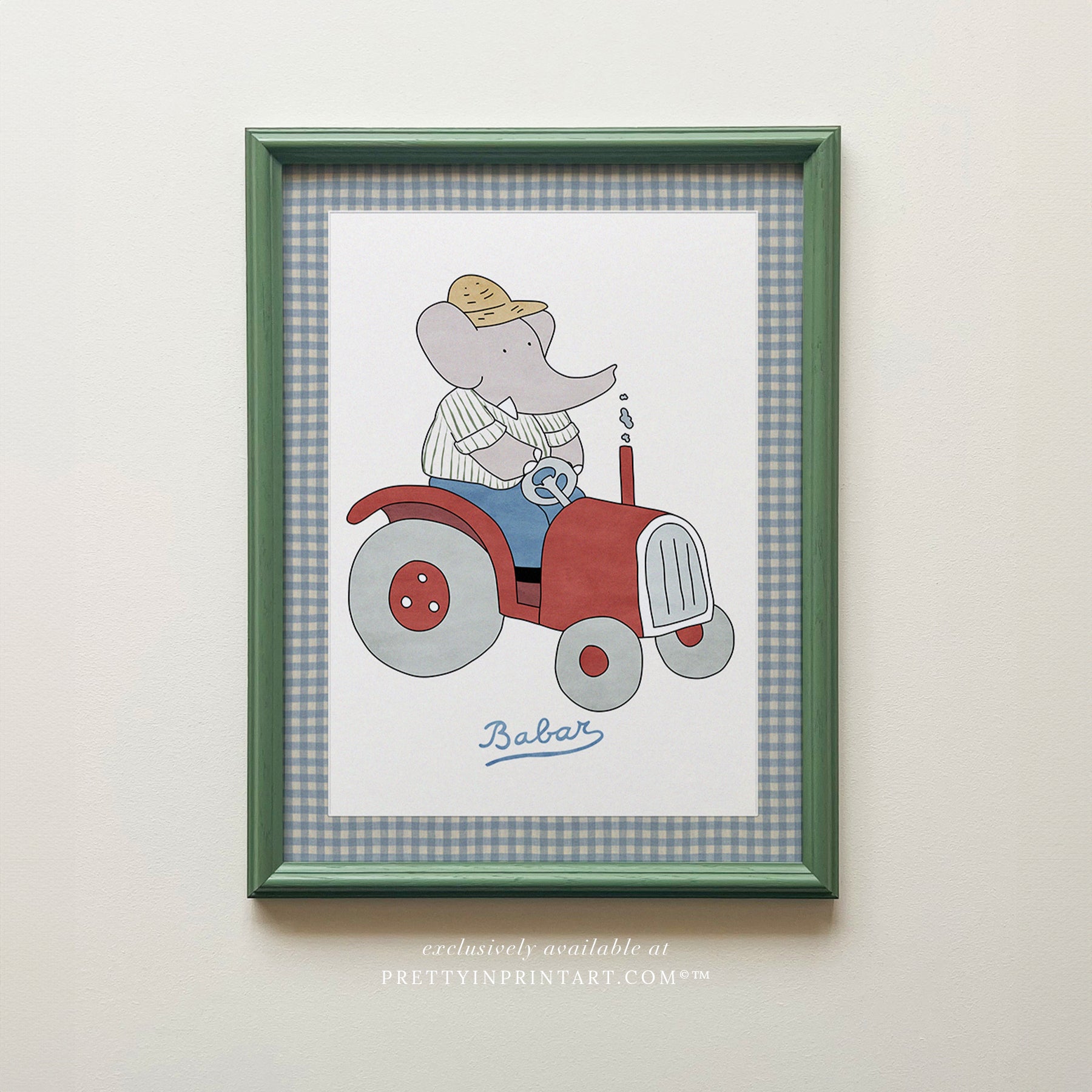 Babar the Farmer |  Framed (Calke Green Farrow & Ball 00303)