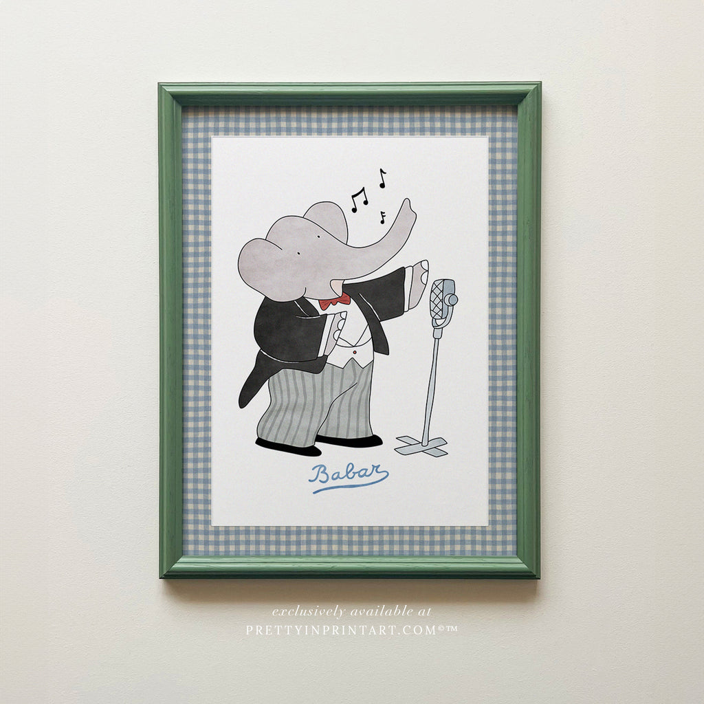 Babar the Singer |  Framed (Calke Green Farrow & Ball 00303)