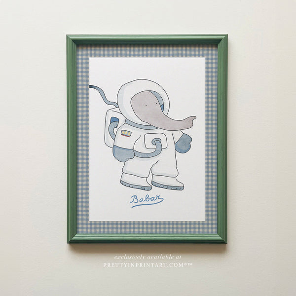 Babar the Astronaut |  Framed (Calke Green Farrow & Ball 00303)