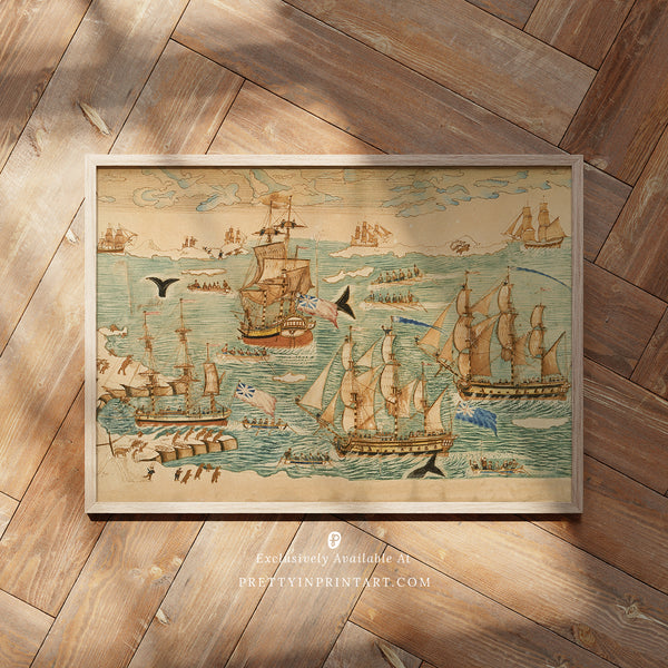 Vintage Ships at Sea Art |  Framed Print