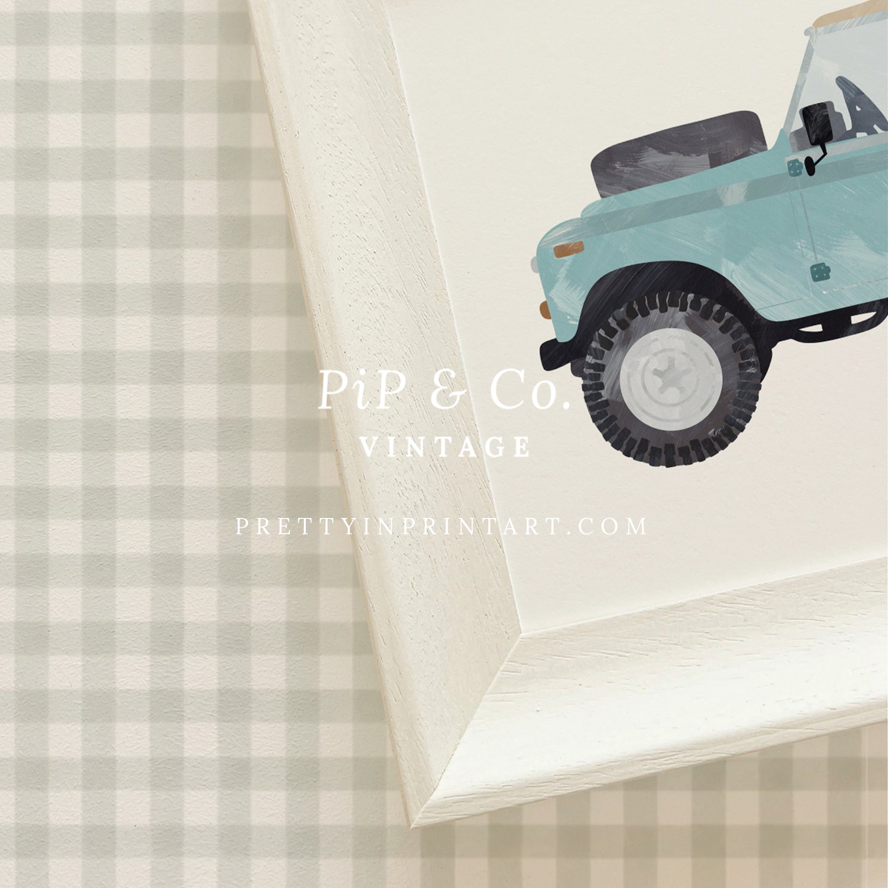 Land Rover Defender Art, Safari | Gerahmt (Hollyhock Little Greene 00304)