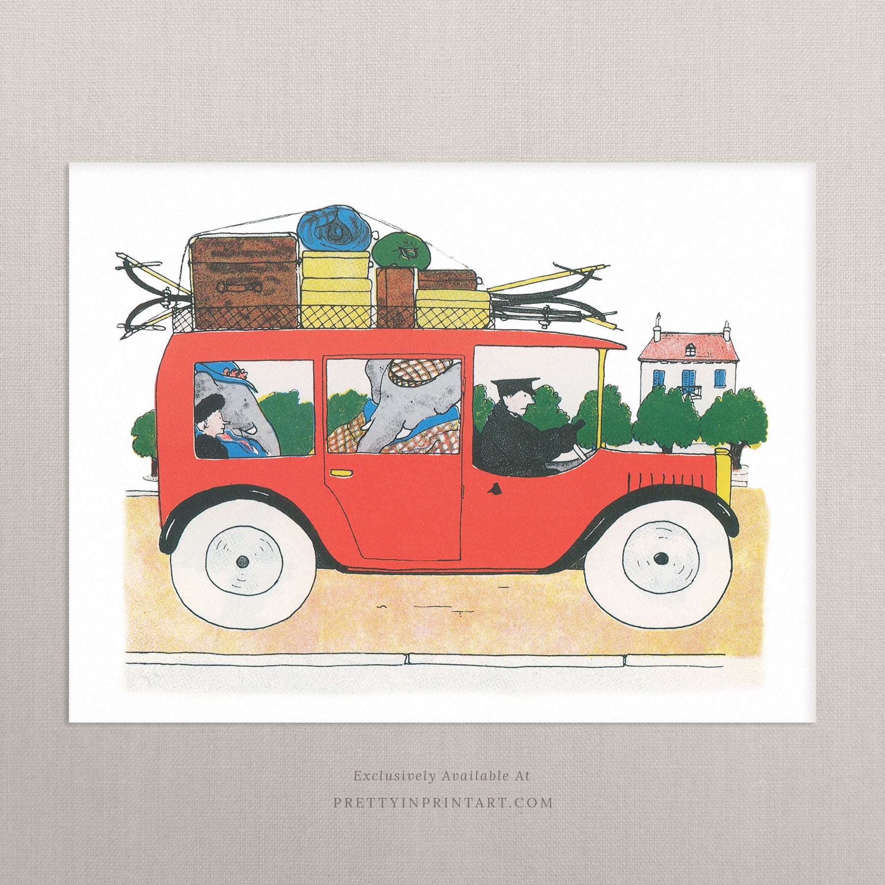 Babar In Car |  Unframed