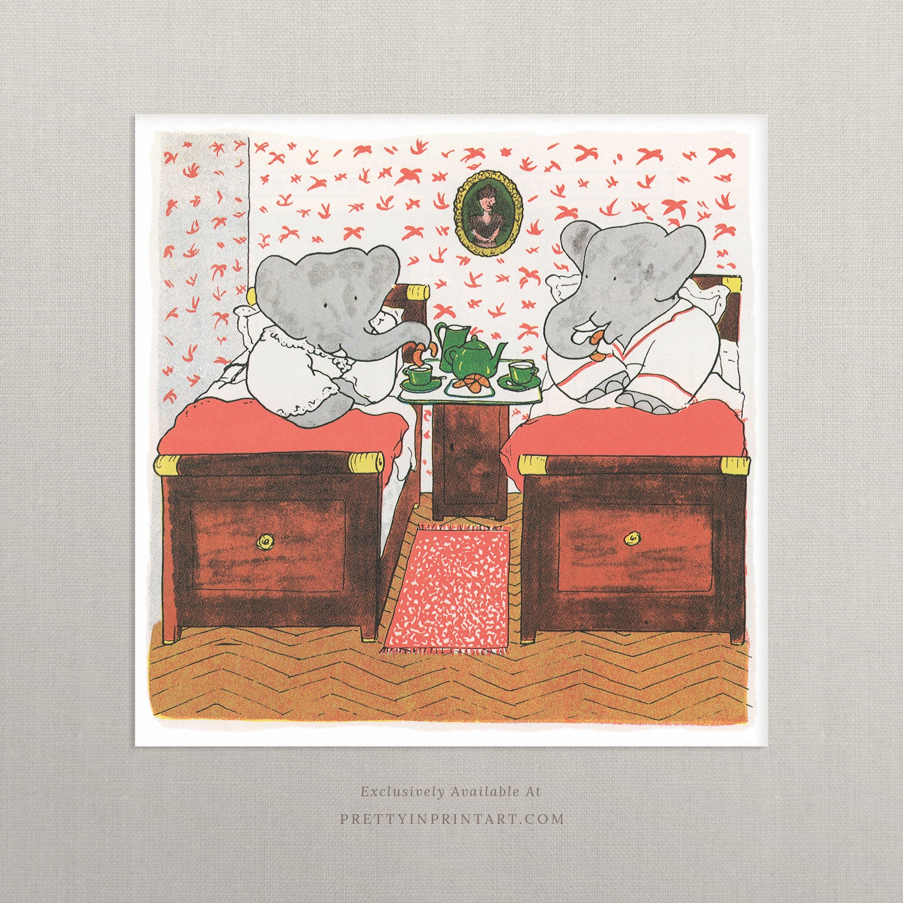 Babar im Bett | Ungerahmt