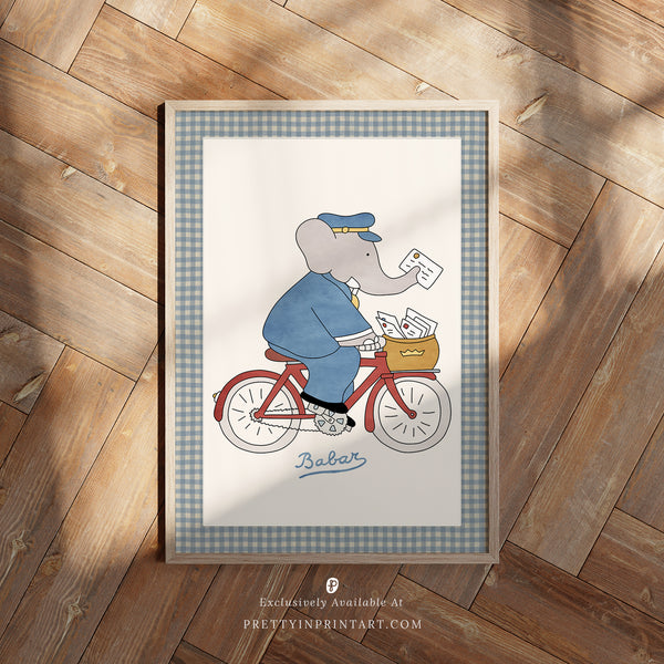 Babar Nursery Art - Postman |  Framed Print