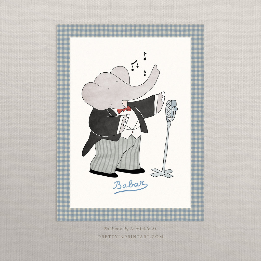 Babar Nursery Art - Singer |  Unframed