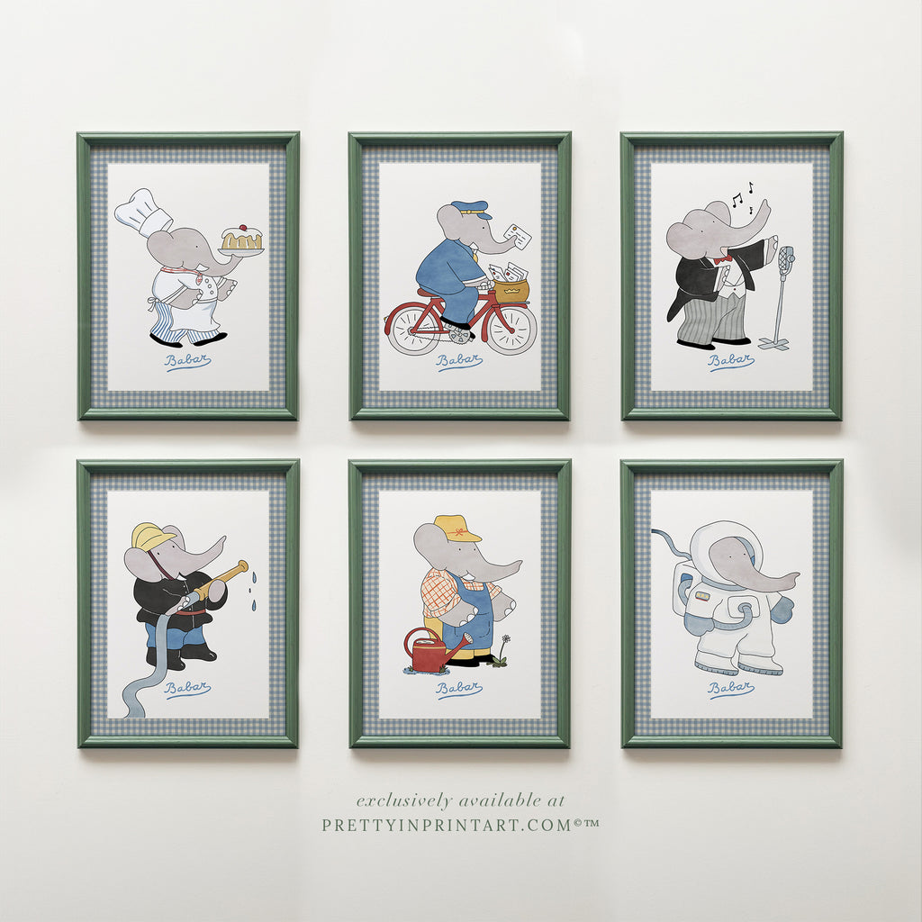 Babar the Fireman |  Framed (Calke Green Farrow & Ball 00303)