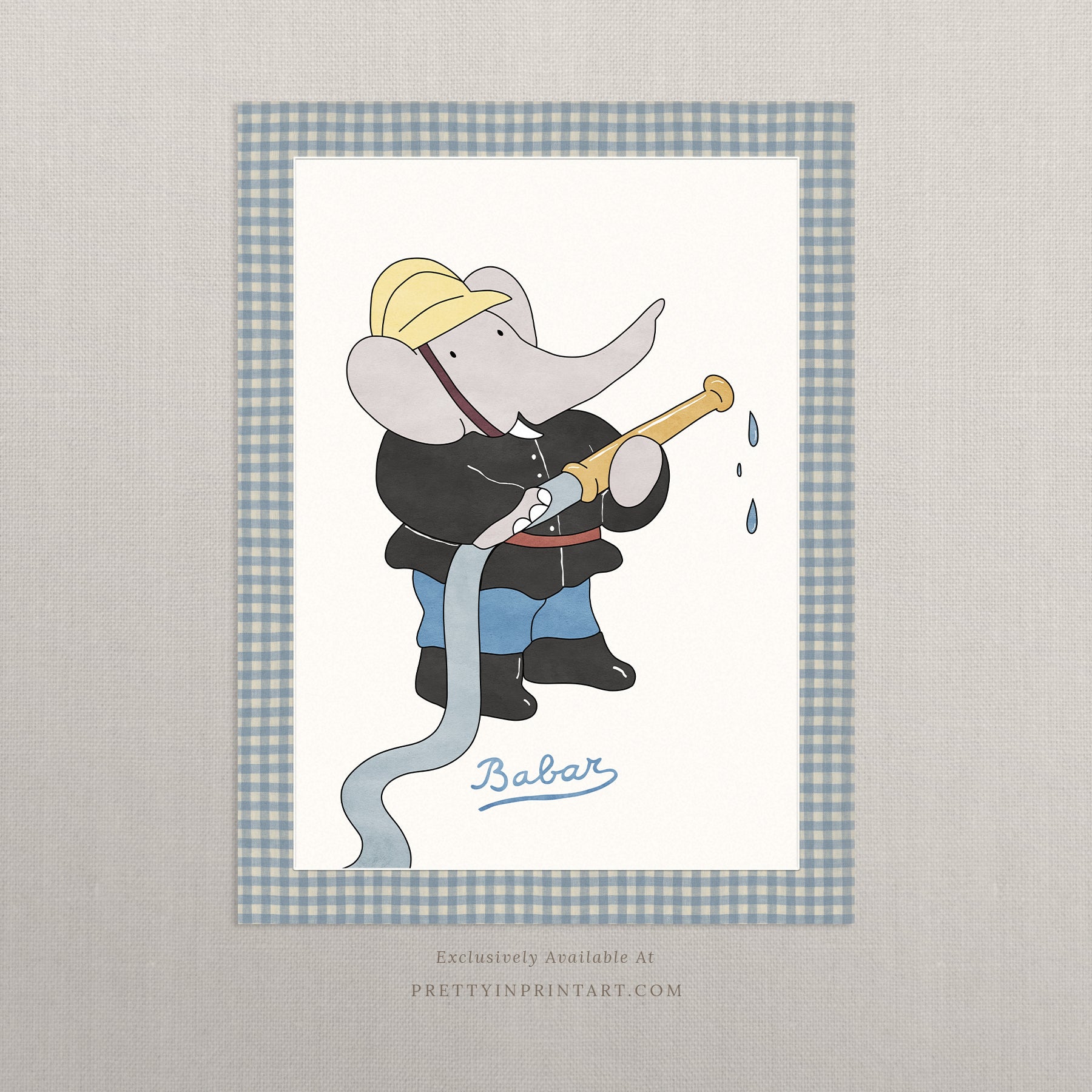 Babar Nursery Art - Fireman |  Unframed