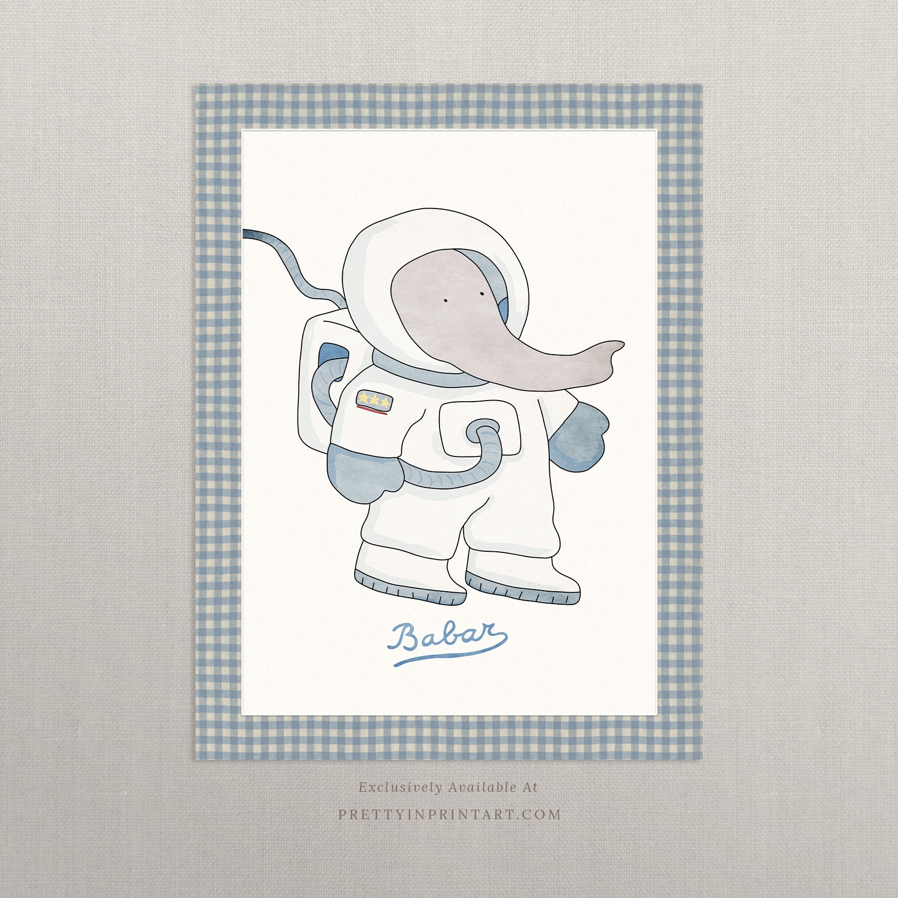 Babar Kinderzimmerkunst – Astronaut | Ungerahmt