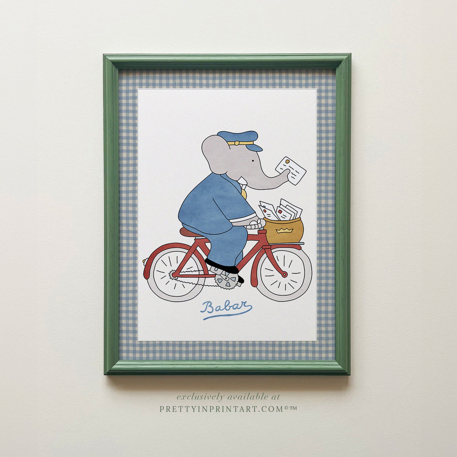 Babar der Postbote | Gerahmt (Calke Green Farrow &amp; Ball 00303)