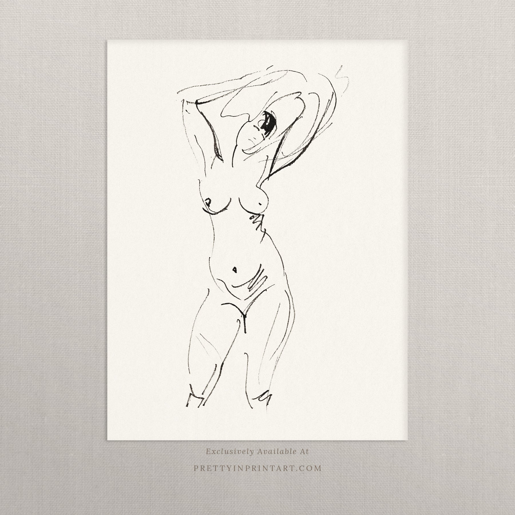 Nude Line Drawing Art 00529 |  Unframed