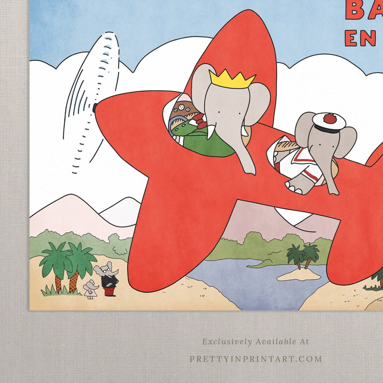 Babar En Avion Art Print |  Unframed