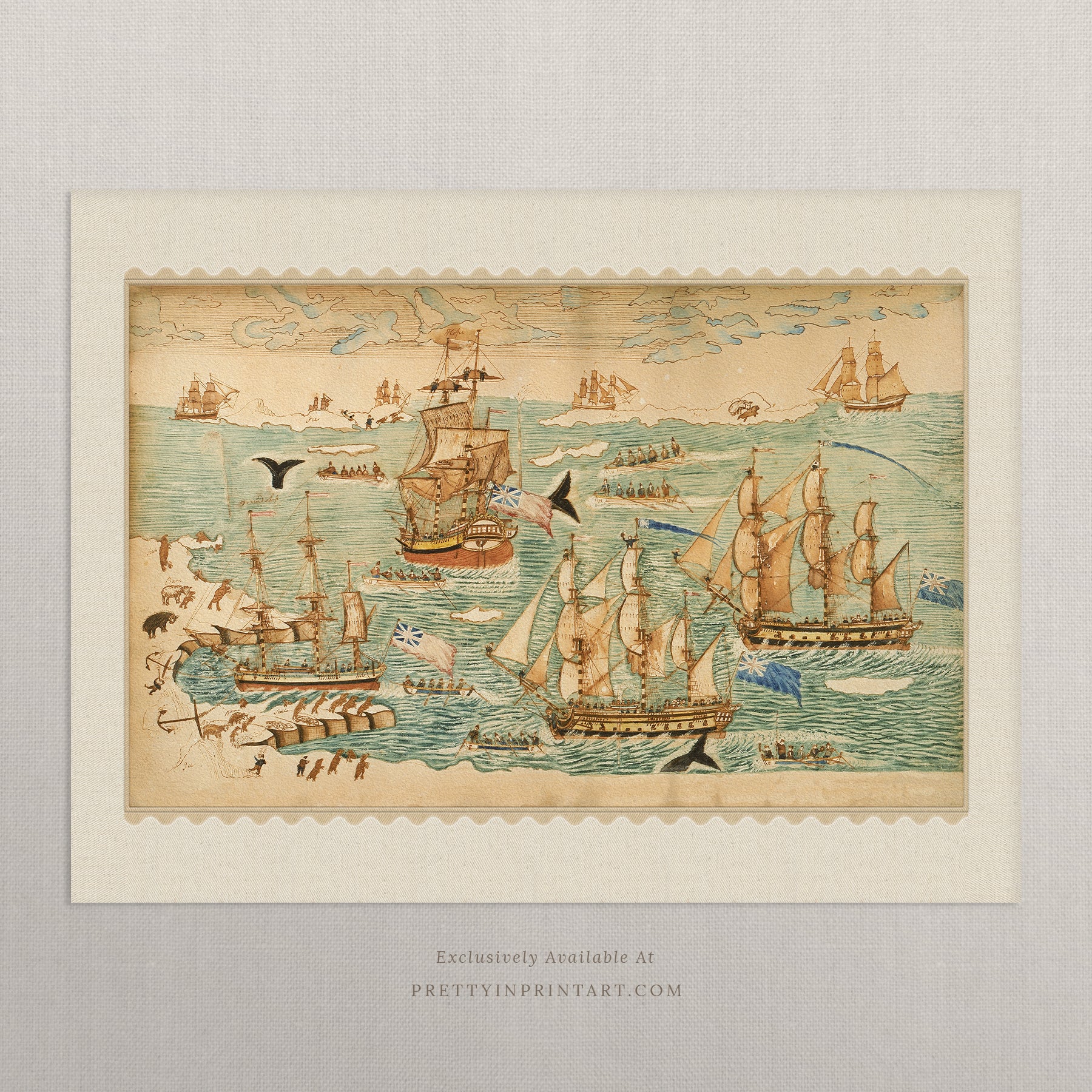 Vintage Ships at Sea Art |  Unframed