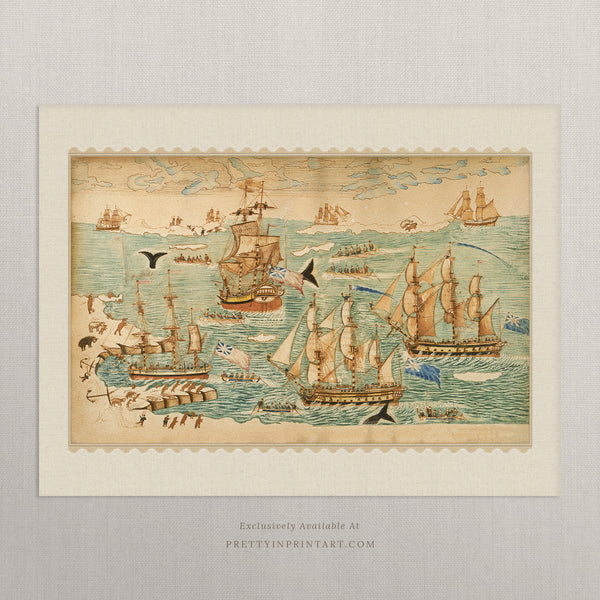 Vintage Ships at Sea Art |  Unframed