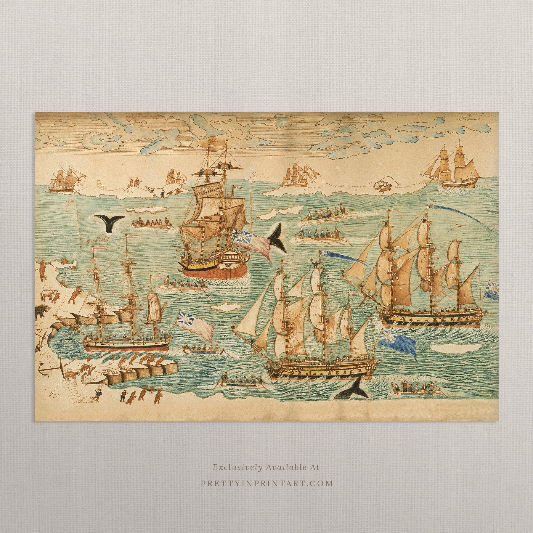 Vintage Ships at Sea Art |  Unframed