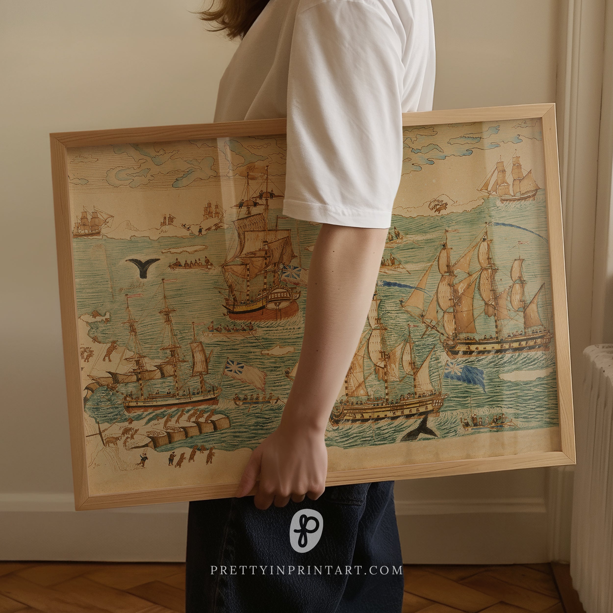 Vintage Ships at Sea Art |  Unframed