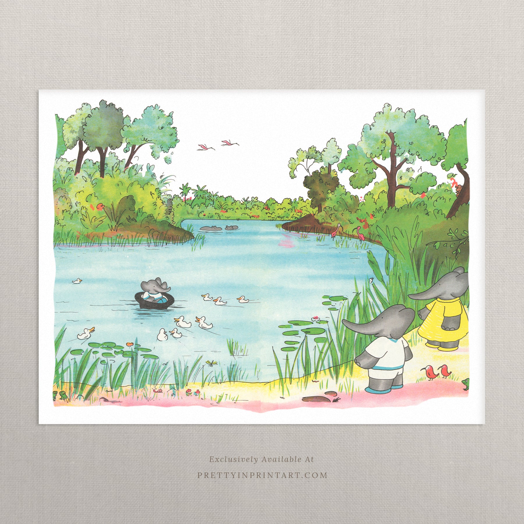 Babar On the Pond |  Unframed