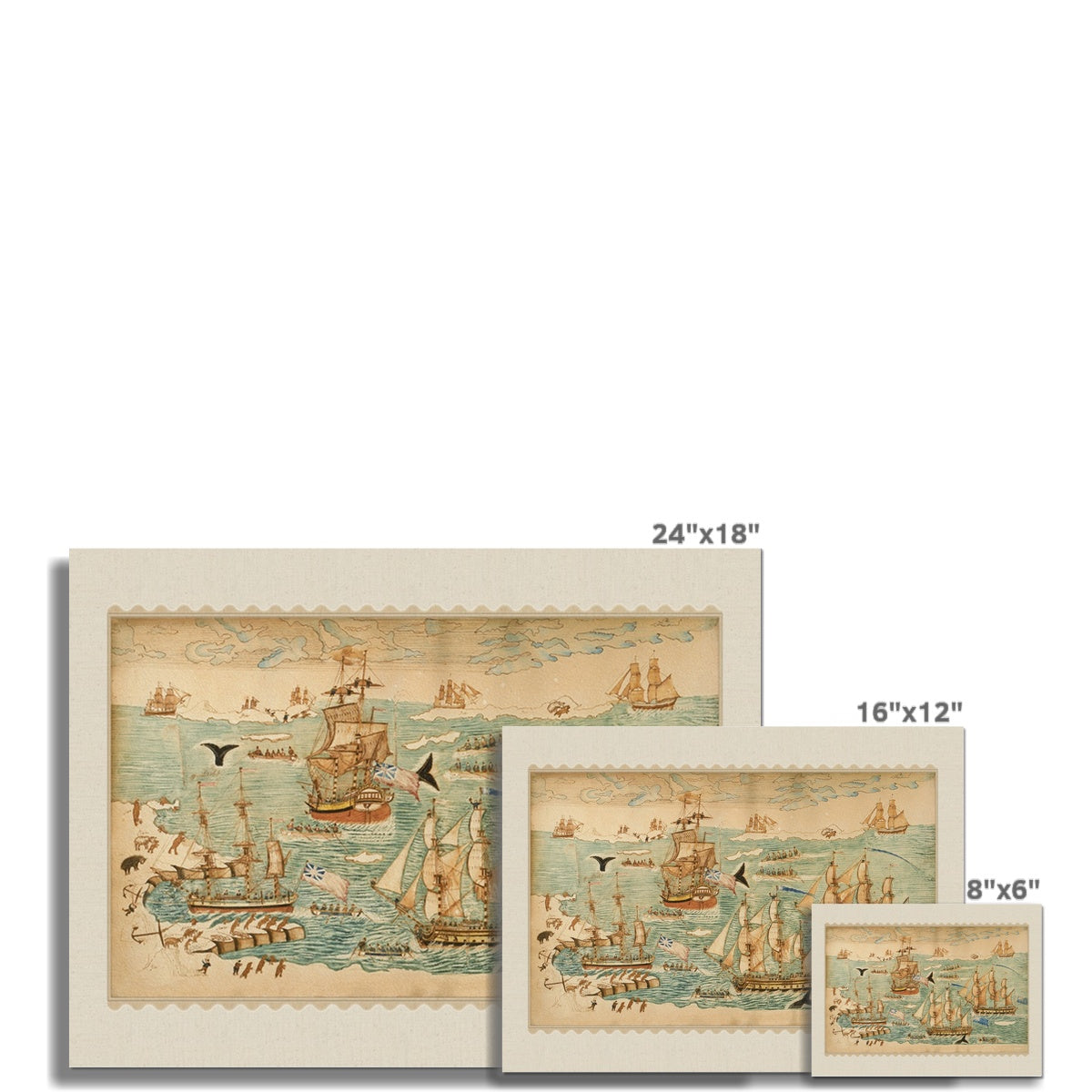 Vintage Ships at Sea Art |  Unframed