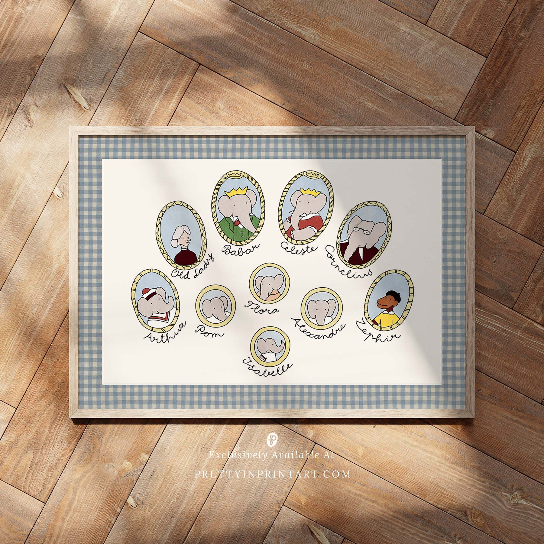 Babar Nursery Art – Familienstammbaum | Gerahmter Druck