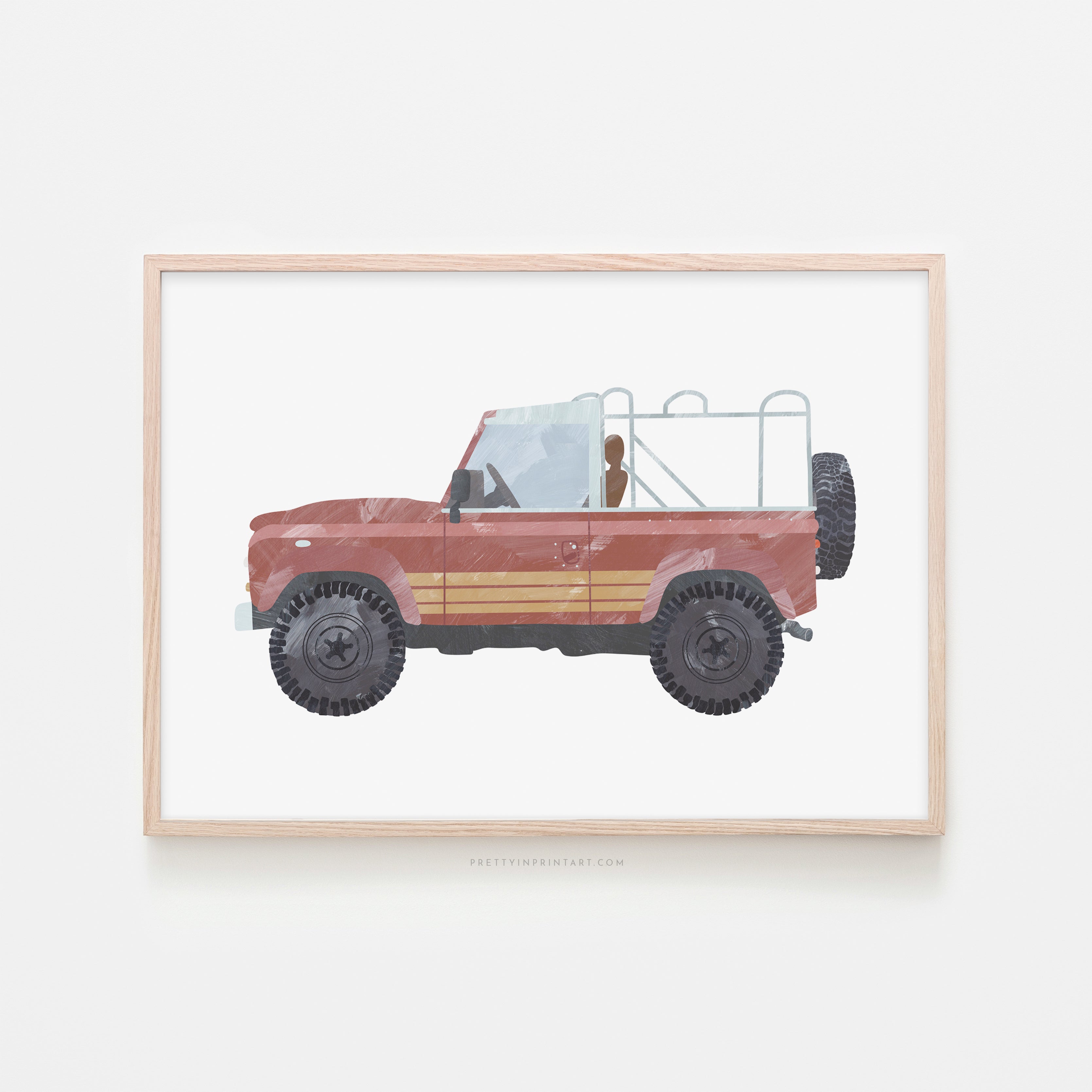 4x4 Land Rover - Red Beach |  Framed Print