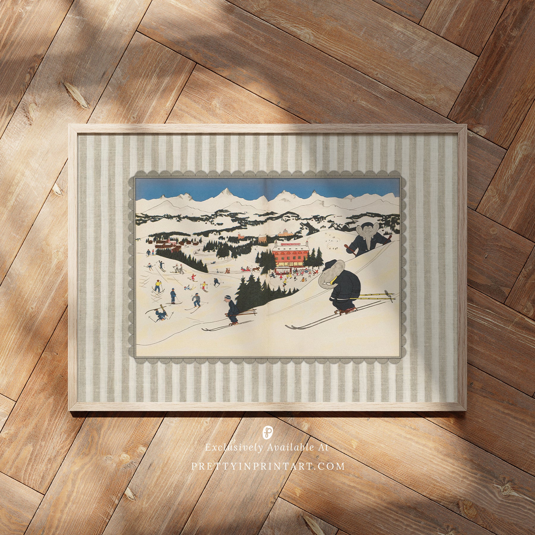 Babar Skiing Art Print |  Framed Print