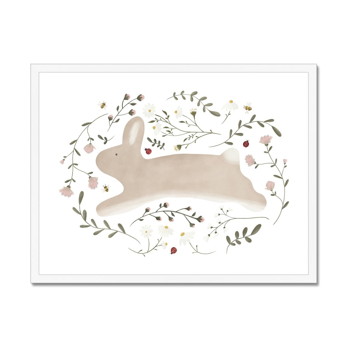 Floral Bunny Rabbit |  Framed Print