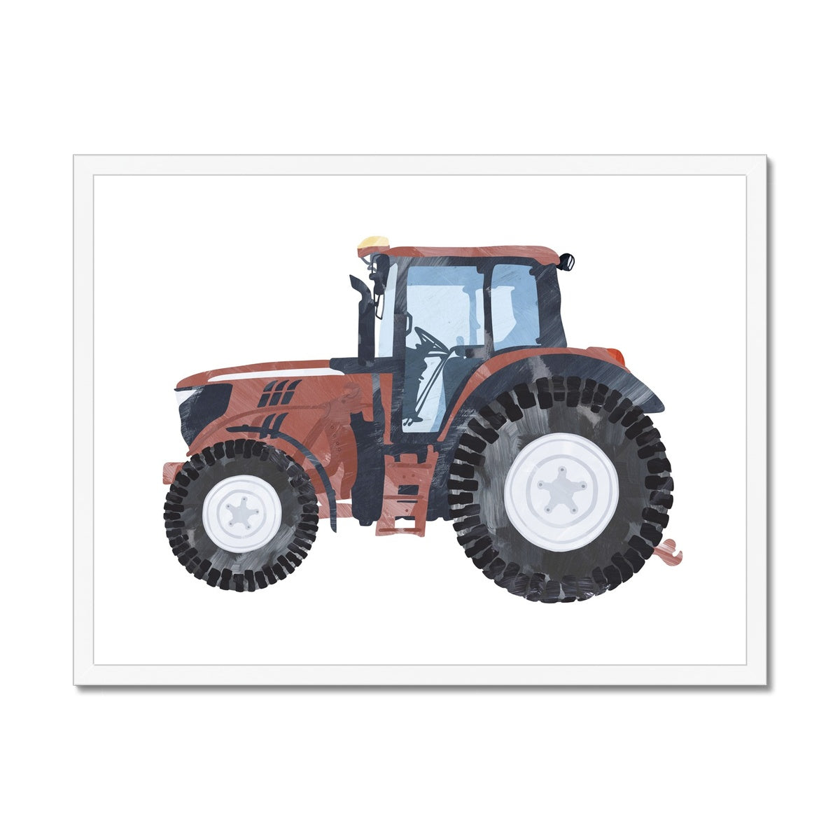 Tractor Kids Art | Red |  Framed Print