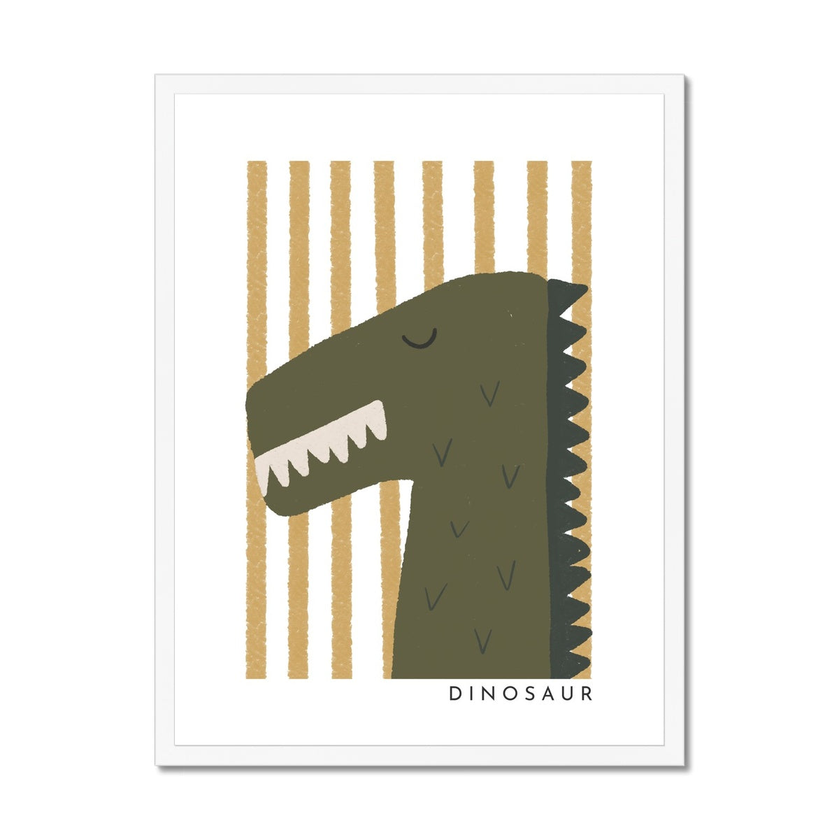 Dinosaur Print - Ochre Stripes |  Framed Print