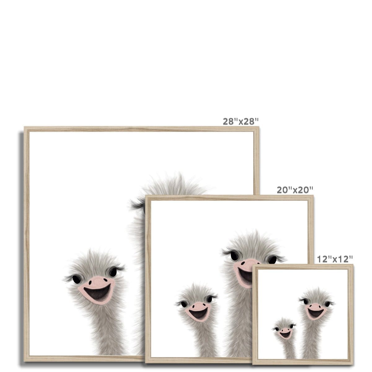 Ostrich - Funny Animal Art (landscape) |  Framed Print