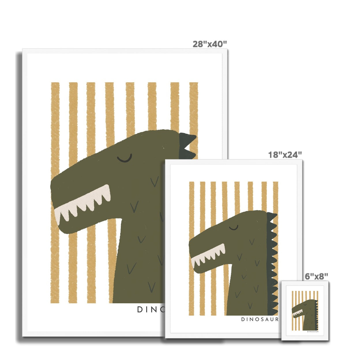 Dinosaur Print - Ochre Stripes |  Framed Print