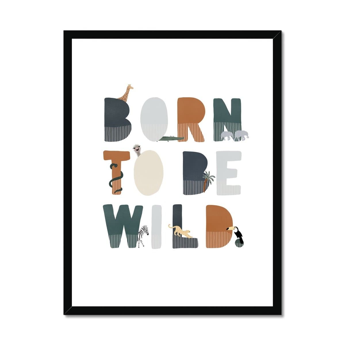 Born To Be Wild Print - Navy Illustrated |  Framed Print