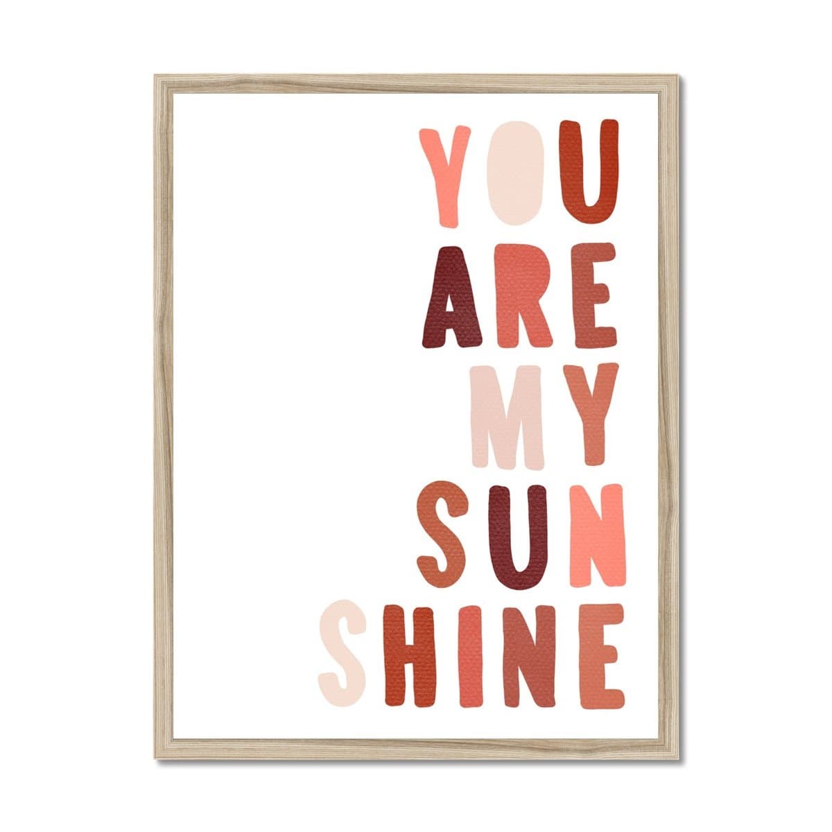 You Are My Sunshine - Red & Pink |  Framed Print