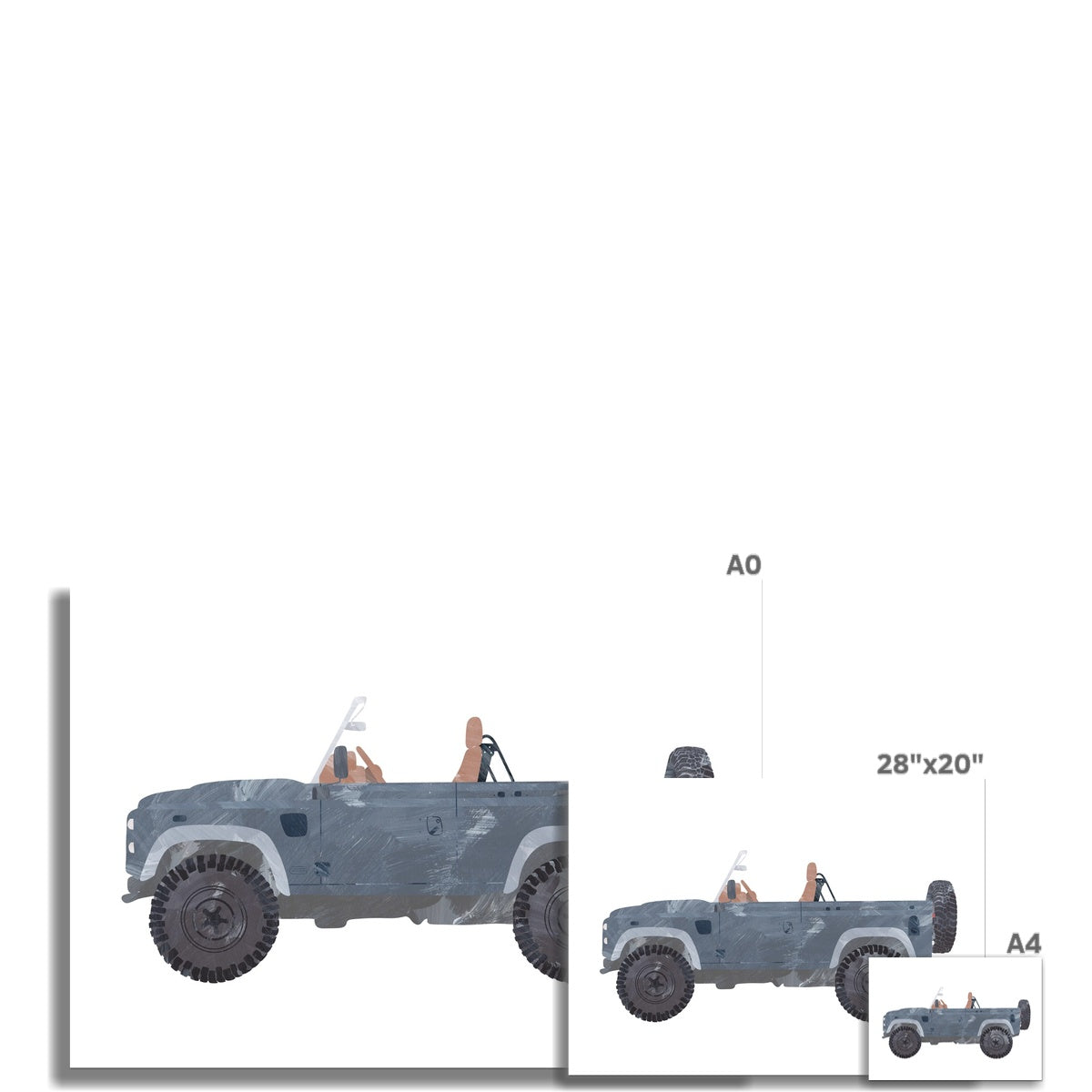 4x4 Land Rover - Blue Beach |  Unframed