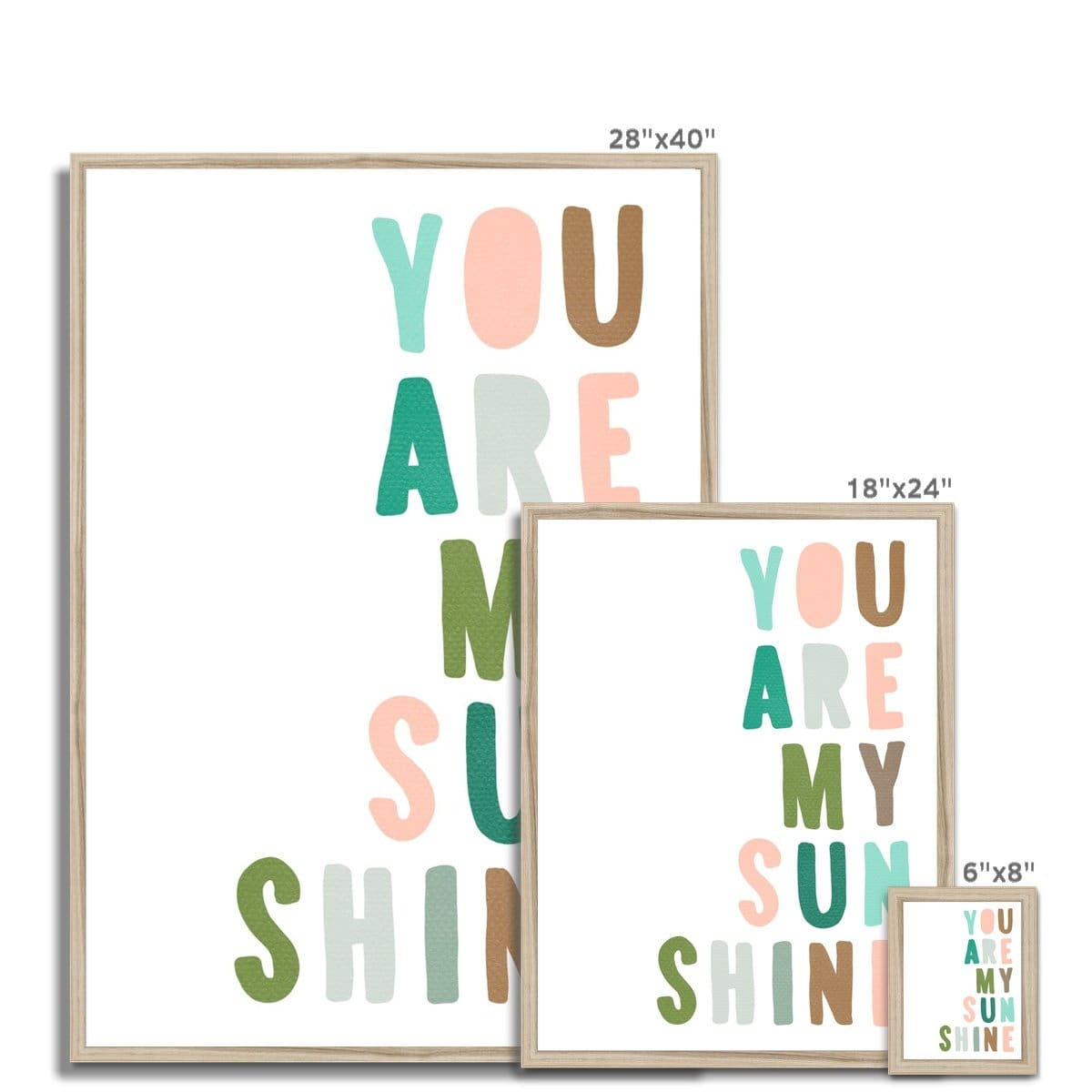 You Are My Sunshine - Pink & Green |  Framed Print