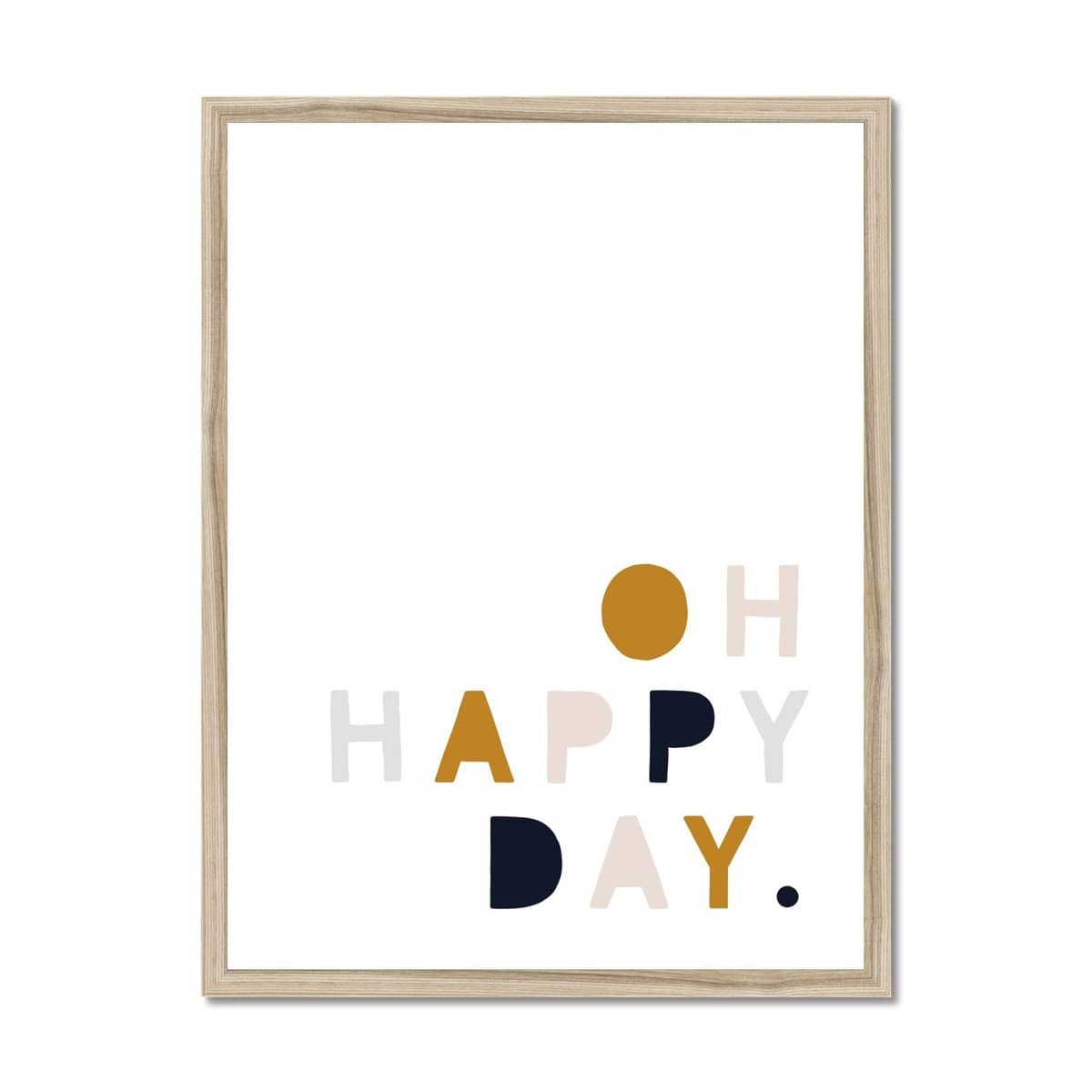 Oh Happy Day - Mustard, Pink & Navy |  Framed Print